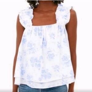 Hyacinth House • 100% Cotton Chic Blue Floral Women's Blouse
